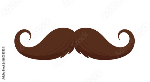 Whimsical mustache illustration for design projects, playful and cartoonish style, vintage-inspired and humorous facial hair graphic element for