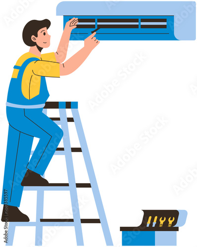 Technician Repairing Air Conditioner