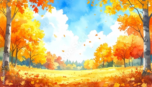 Wallpaper Mural 秋の公園の風景画 Torontodigital.ca