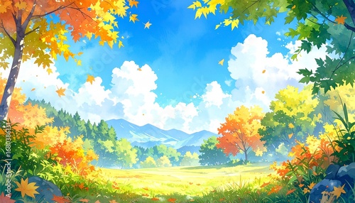 Wallpaper Mural 秋の公園の風景画 Torontodigital.ca