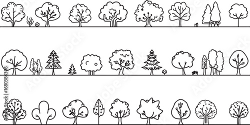 Tree nature outline vector set – forest icon, plant line art, eco symbol, simple trees pack, park illustration, environment outline, tree sketch, minimal plant drawing, nature graphic, woodland design