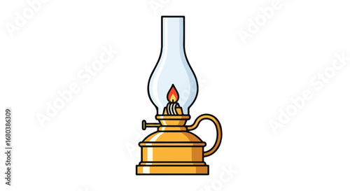 Classic Kerosene Lamp: A Vintage Illustration of an Illuminating Antique Tool, Emitting Light and Representing Nostalgia
