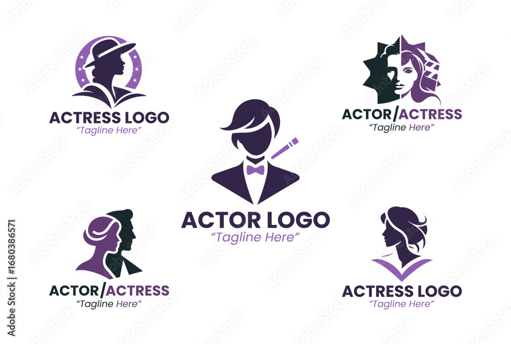 Fototapeta premium 5 Actor or Actress Logo Set Modern Performing Arts Design
