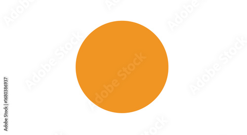 Minimalist sunburst orange circle isolated on white background, symbol of radiant energy and modern geometric abstraction on a plain backdrop