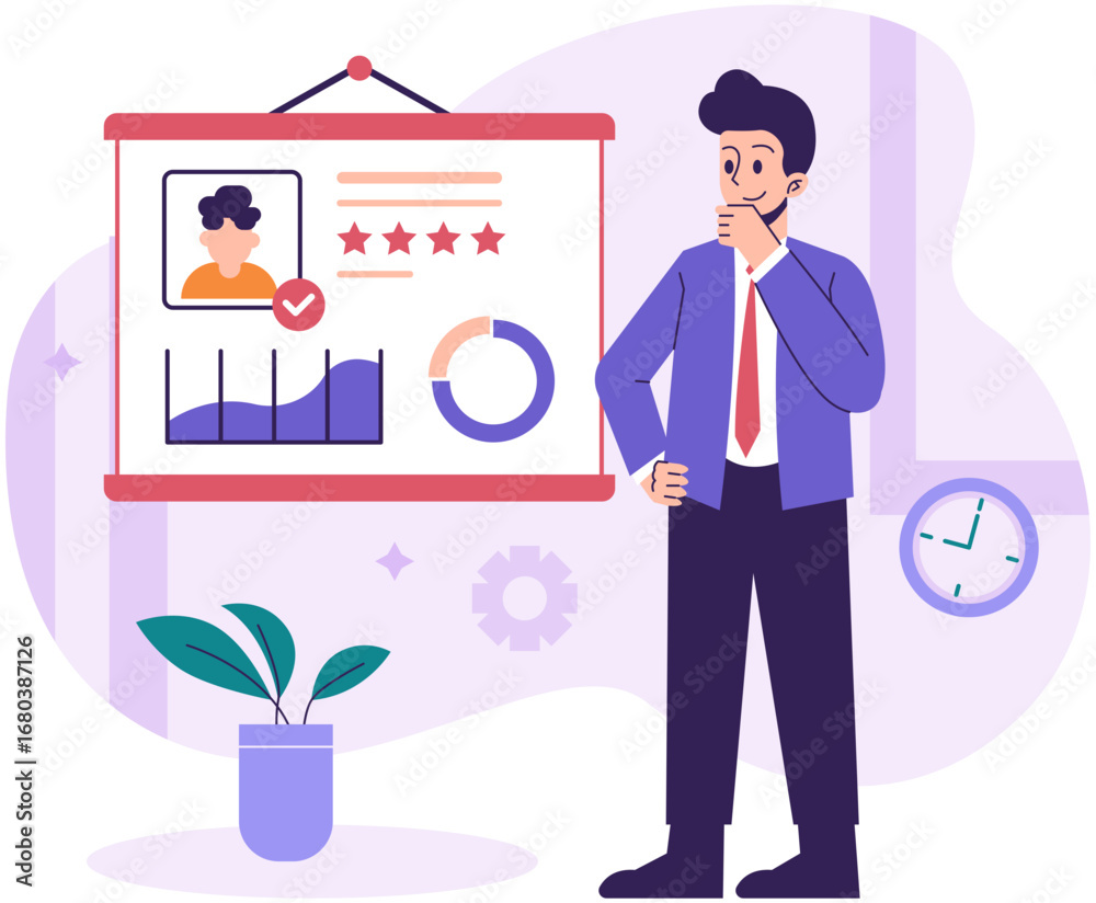 Obraz premium Performance Manager Employee Illustration
