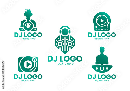 5 Stylish DJ logo set for music, entertainment, and nightlife businesses