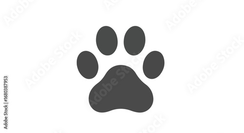 Simple animal paw print silhouette on a white background for creative designs and prints