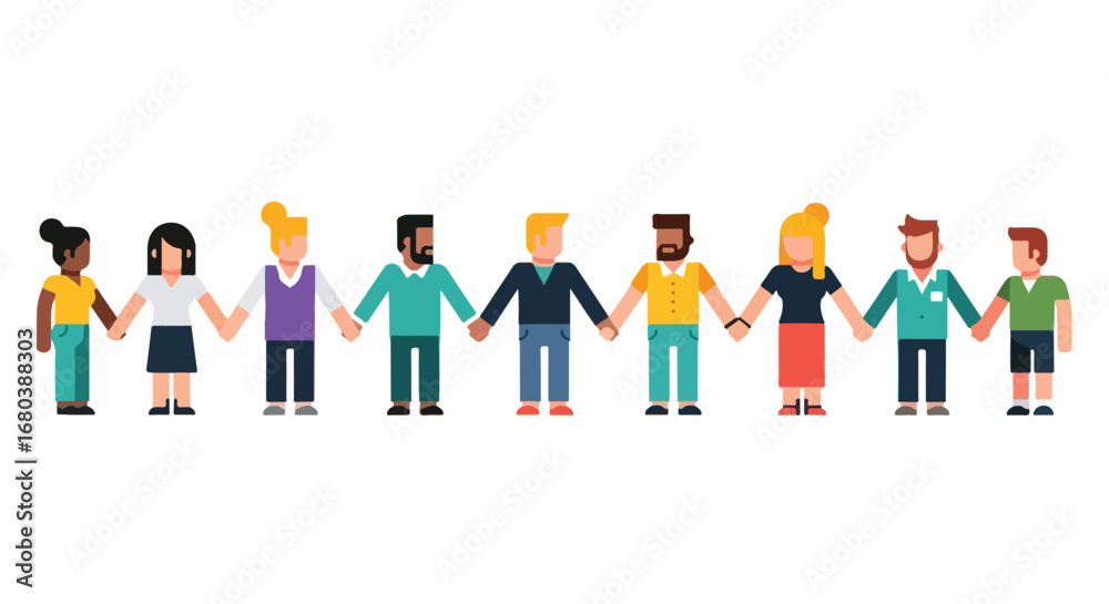 Diverse group of people holding hands representing unity, community, and collaboration, promoting togetherness and support among individuals in a Diverse group of people holding hands representing unity, community, and collaboration, promoting togetherness and support among individuals in a