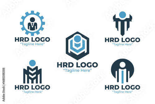 Professional 5 HRD logo set for human resource development, corporate business, and company branding.