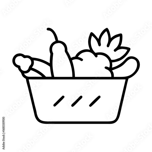Gardening basket with vegetables icon transparent background