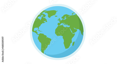 Simplified world globe representation emphasizing continents and oceans for global awareness and educational purposes
