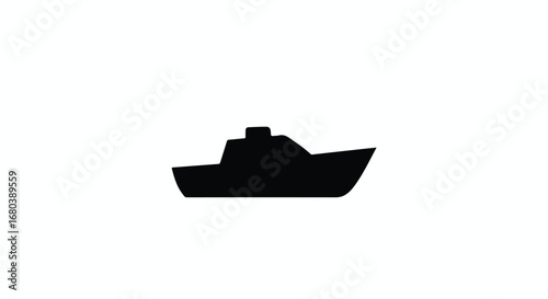 Simple Black Silhouette of a Boat Isolated on White Background for Nautical Themed Designs and Illustrations