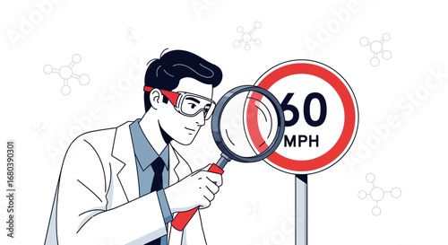 Scientist Critically Examines Speed Limit Sign: Assessing Safety and Analyzing Regulations