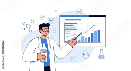 Scientist Explaining Data Analysis, Examining Scientific Research and Future Projections