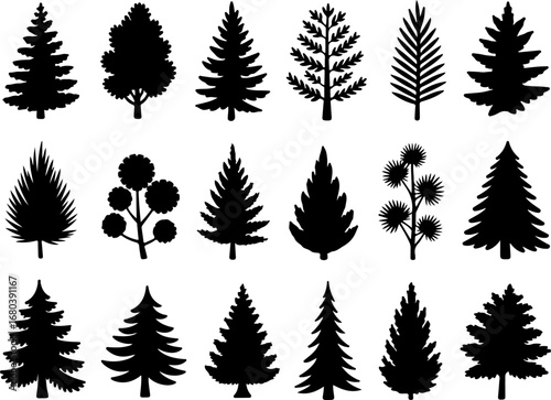 Variety of Tree Silhouettes Collection Vector Graphics Bundle