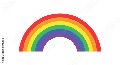 Vibrant Spectrum Arc: A Colorful Rainbow Display Against a White Backdrop, Conveying Hope and Positivity