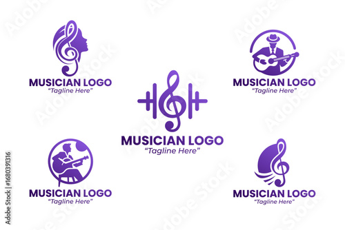 Modern 5 Musician Logo Set for Bands, Performances, and Concert Branding