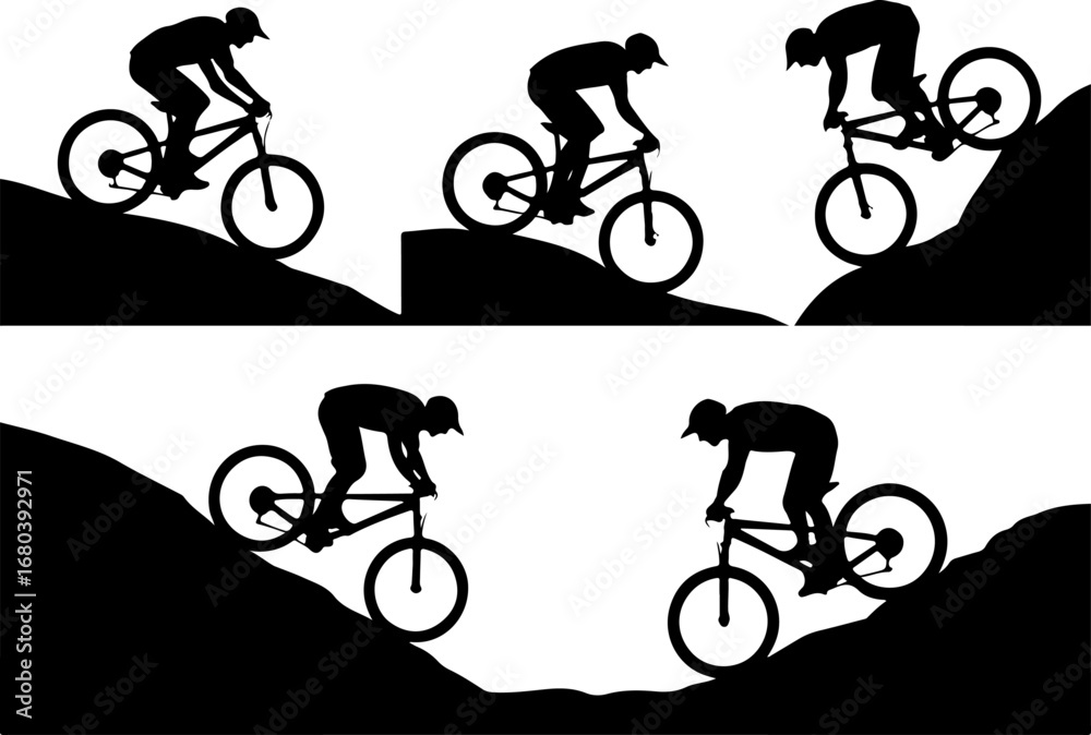 Fototapeta premium Mountain Biking Downhill Silhouette