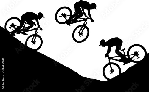 Mountain Biking Downhill Silhouette