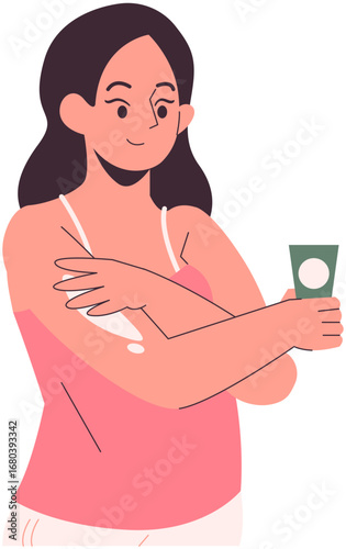 Woman applying Body Cream Lotion