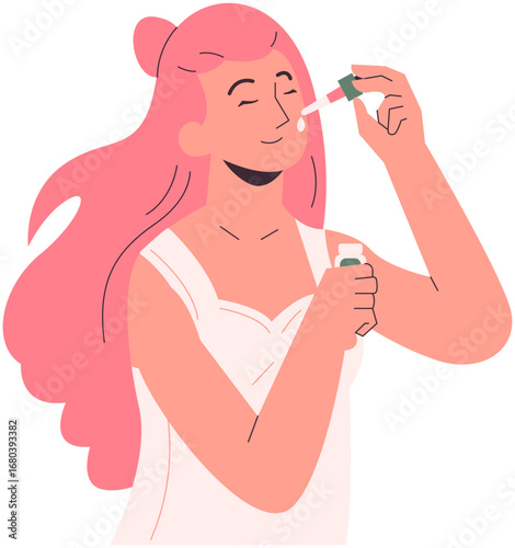 Woman applying Face Serum