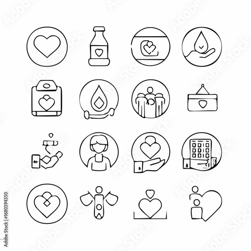 Hand-Drawn Charity and Donation Icon Set