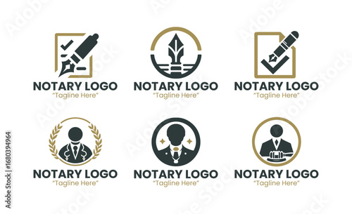 Professional 6 Notary Logo Set for Legal, Documentation, and Law Branding