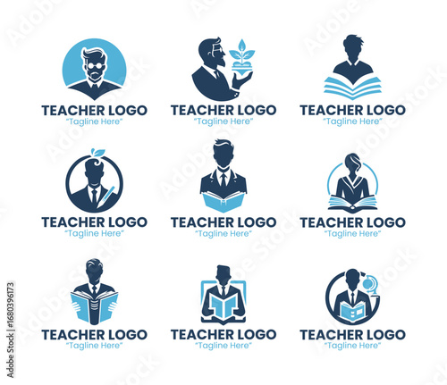 9 Teacher Logo Set Education Learning Design Collection