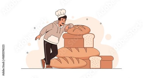 Smiling Baker Presents Artisan Bread Display Delicious Breads In A Modern And Energetic way