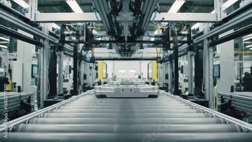 Wallpaper Mural Automated Assembly Line in Modern Factory Showcasing Advanced Manufacturing Processes Torontodigital.ca