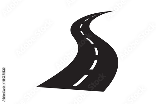 Curved Road Silhouette vector illustration on white background