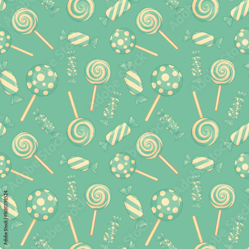 seamless background with candy and lolipop
