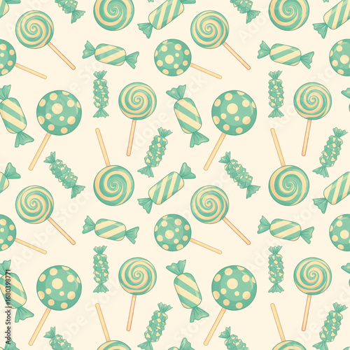 seamless background with candy and lolipop