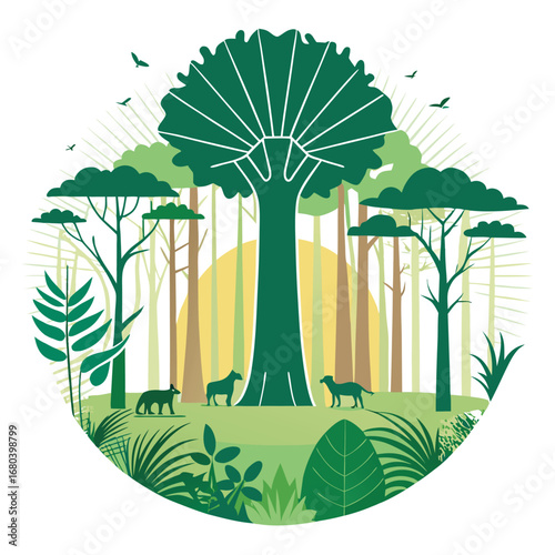 vector illustration of a tree in the forest