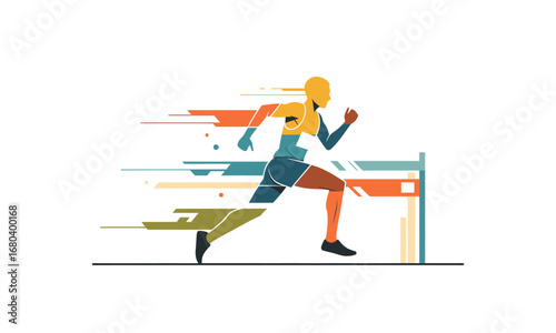 Colorful Abstract Hurdler in Motion.