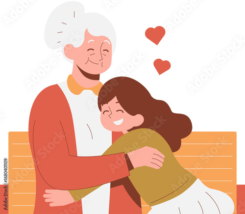 Grandchildren hugging Grandma