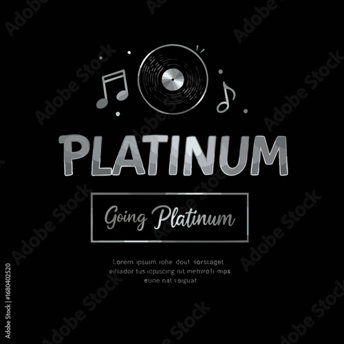 Going Platinum: Music Industry Success Concept with Vinyl Record and Musical Notes on a Dark Background