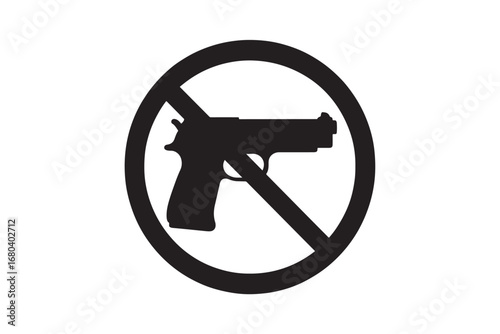 No guns allowed silhouette vector art illustration on white background 
