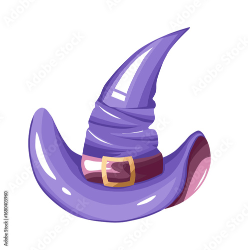 Purple Witch Magic Hat Illustration Isolated on White Background
