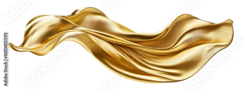 Obraz  z motywem Shiny golden fabric waving in the air, isolated on transparent cutout background