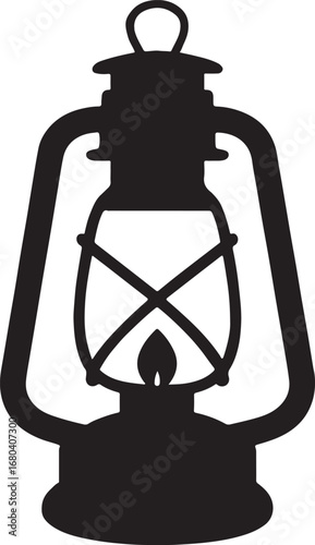 Vintage oil lantern silhouette vector, perfect for retro, rustic, and decorative design projects.