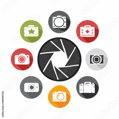 Flat Design Photography Icon Set