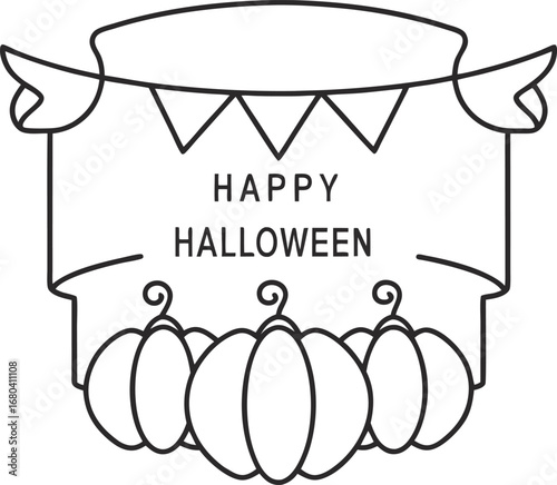 Happy halloween pumpkins and banner a festive and minimalist design for celebrations, parties, and seasonal greetings with simple line art