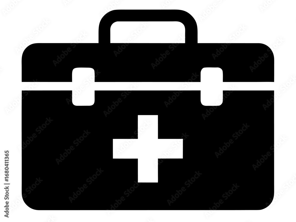 Fototapeta premium First Aid Kit black silhouette vector illustration
