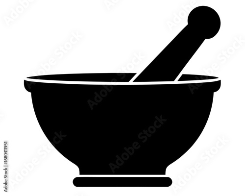 Mortar and Pestle  black silhouette vector