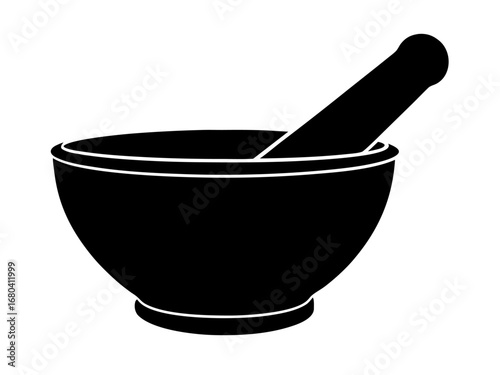 Mortar and Pestle  black silhouette vector