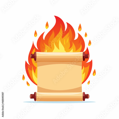 Burning Scroll: A fiery symbol of religious text.