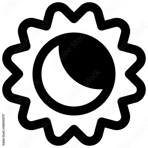 Eclipse. Outlined stroke vector icon with black-filled details.