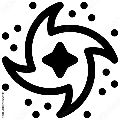 Galaxy. Outlined stroke vector icon with black-filled details.