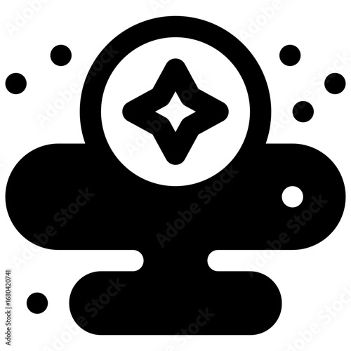 Interstellar cloud. Outlined stroke vector icon with black-filled details.